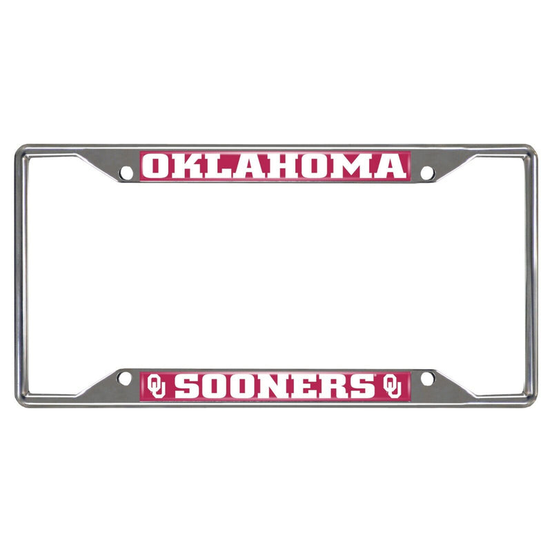 Fanmats NCAA Oklahoma Sooners Chrome Metal License Plate Frame