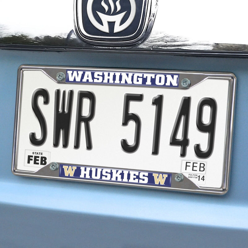 Fanmats NCAA Washington Huskies Chrome Metal License Plate Frame