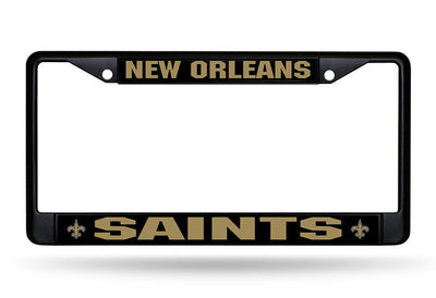 New Orleans Saints Authentic Metal BLACK License Plate Frame Auto Truck Car NWT