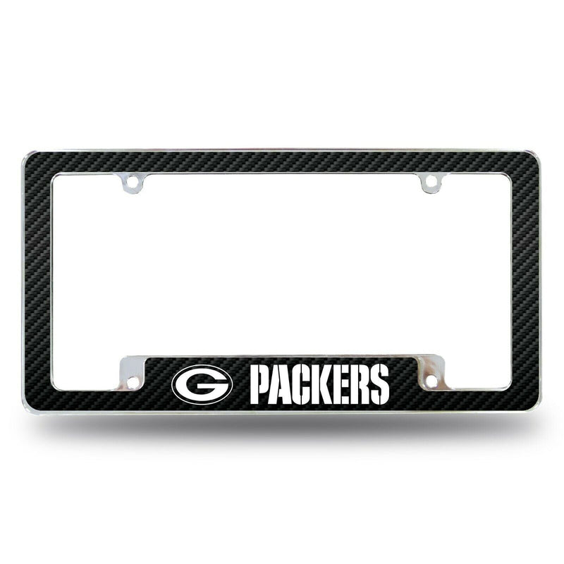 Green Bay Packers Metal Carbon Fiber Design ALL over License Plate Frame