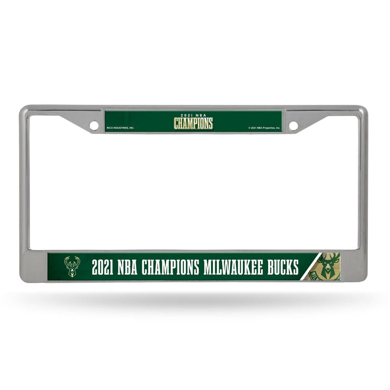 Milwaukee Bucks 2021 NBA Champions Metal Chrome License Plate Frame Auto NWT
