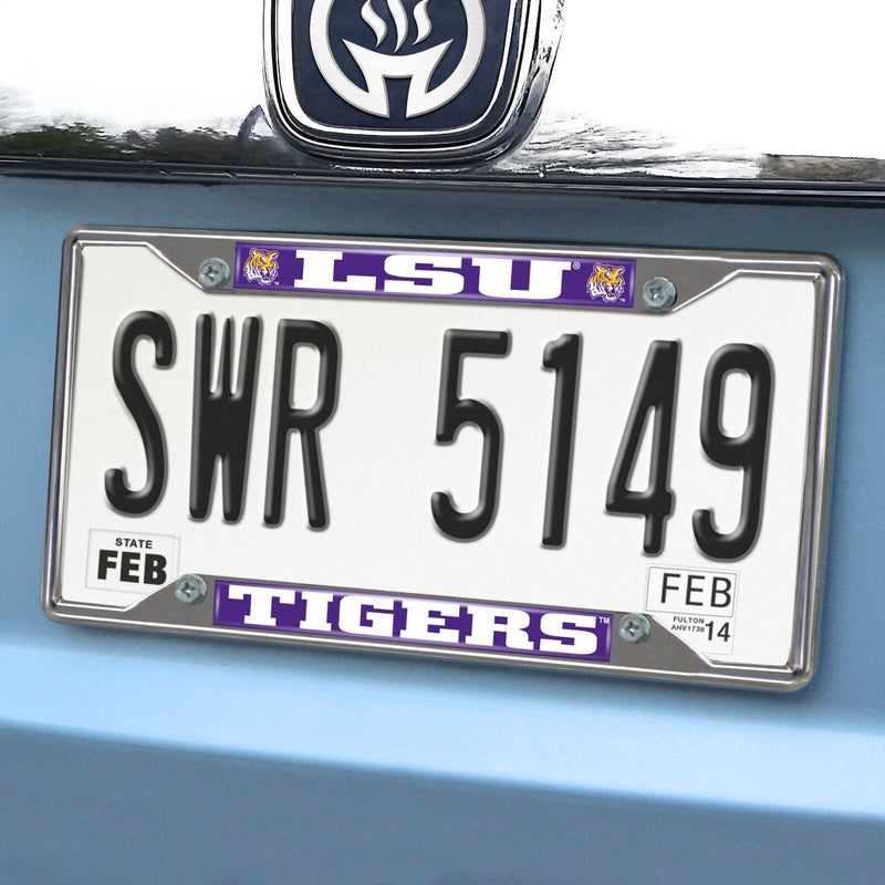 Fanmats NCAA LSU Tigers Chrome Metal License Plate Frame