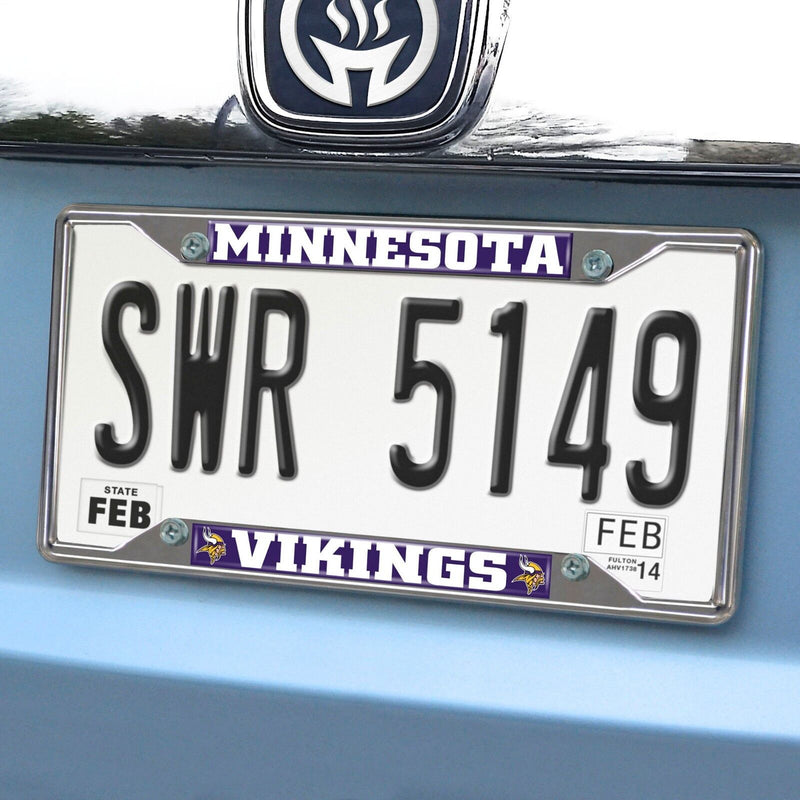 Fanmats NFL Minnesota Vikings Chrome Metal License Plate Frame