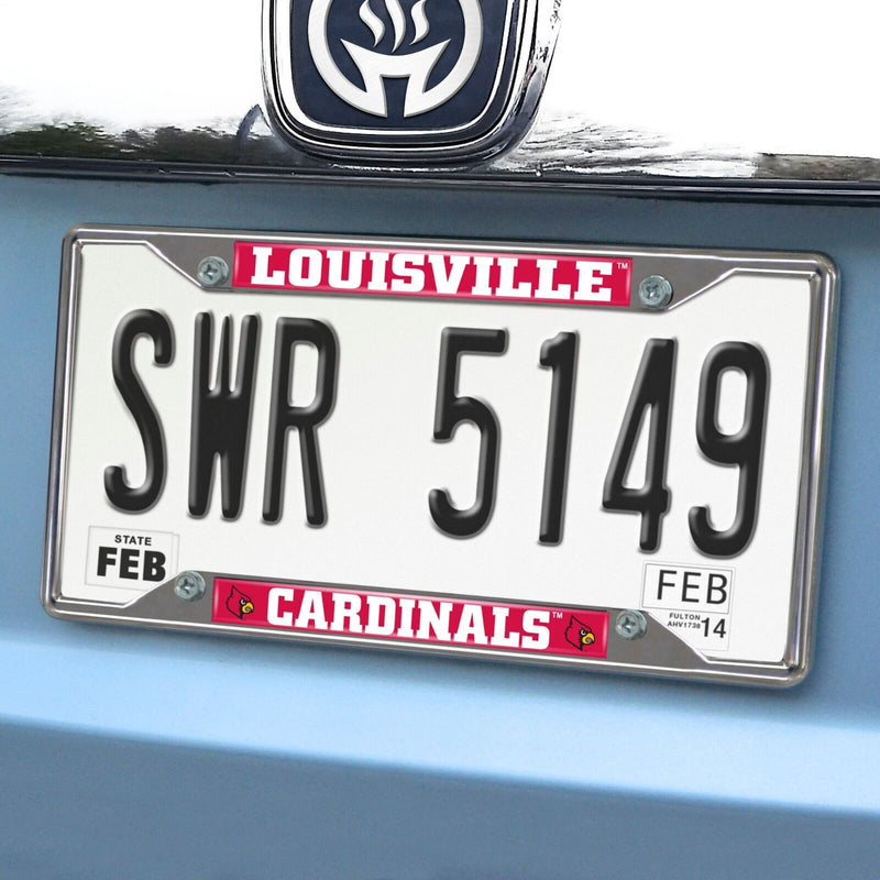 Fanmats NCAA Louisville Cardinals Chrome Metal License Plate Frame