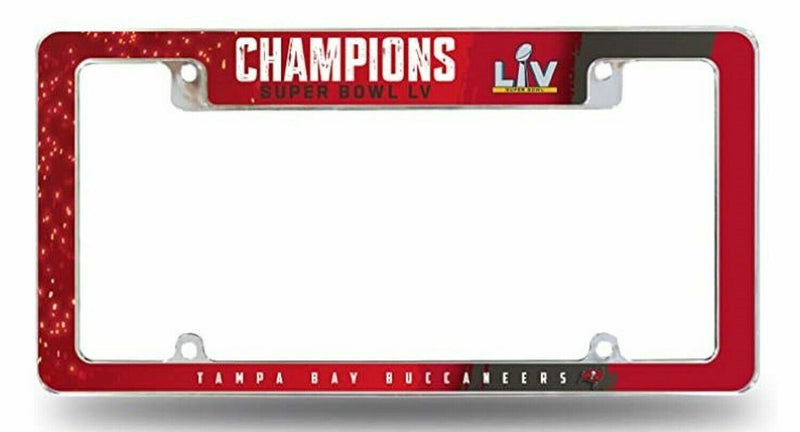Tampa Bay Buccaneers Super Bowl LV Champions ALL over Chrome License Plate Frame