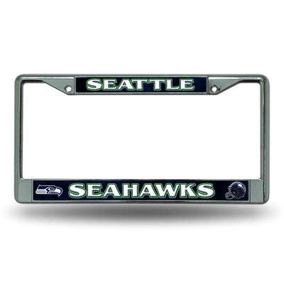 Seattle Seahawks Authentic Metal Chrome License Plate Frame Auto Truck Car NWT