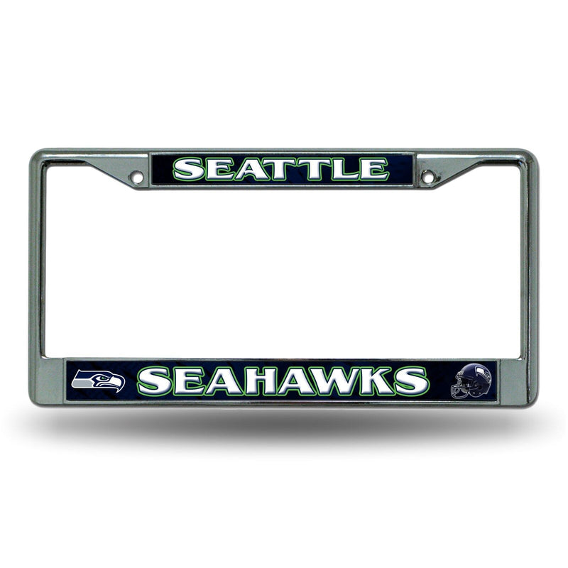 Seattle Seahawks Authentic Metal Chrome License Plate Frame Auto Truck Car NWT