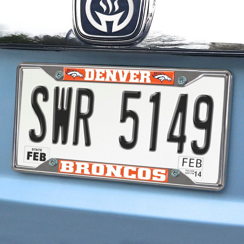 Fanmats NFL Denver Broncos Chrome Metal License Plate Frame