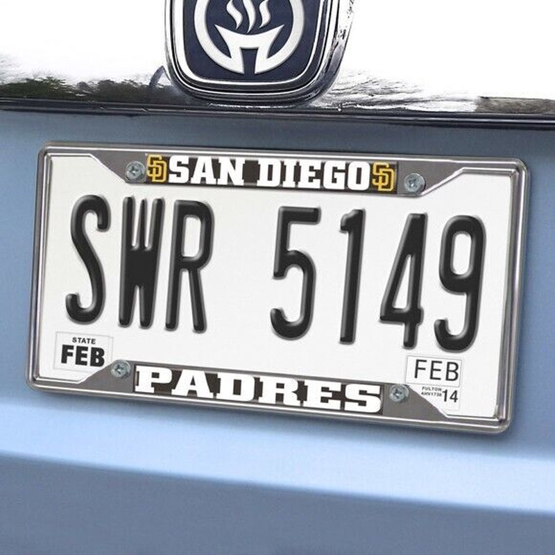 Fanmats MLB San Diego Padres Chrome Metal License Plate Frame