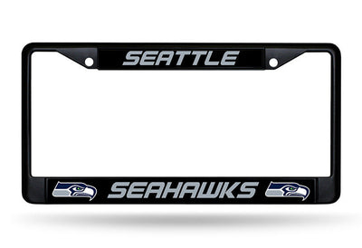 Seattle Seahawks Authentic Metal BLACK License Plate Frame Auto Truck Car NWT