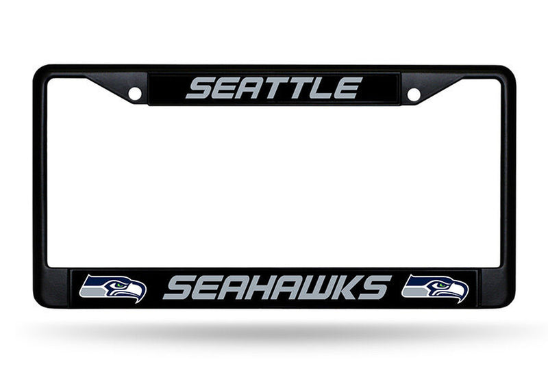 Seattle Seahawks Authentic Metal BLACK License Plate Frame Auto Truck Car NWT