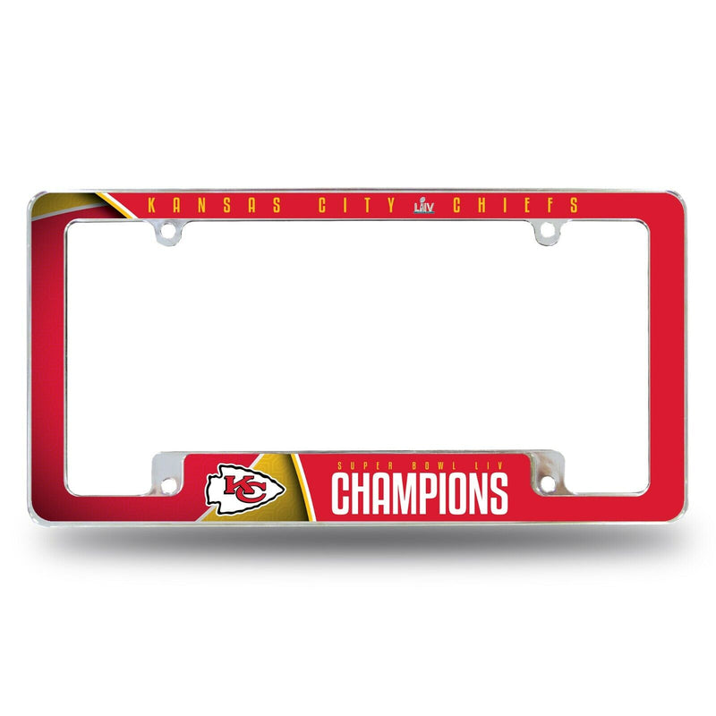 Kansas City Chiefs Super Bowl LIV Champions ALL over Chrome License Plate Frame