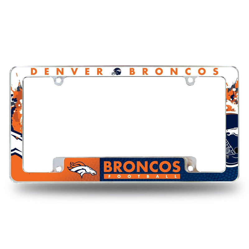 Denver Broncos Chrome ALL over Premium License Plate Frame Cover Truck Car