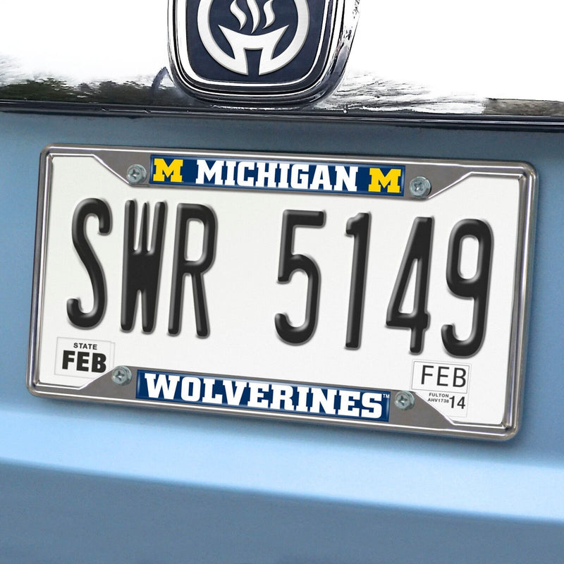 Fanmats NCAA Michigan Wolverines Chrome Metal License Plate Frame