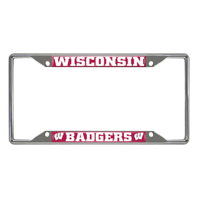 Marco De Placa Base De Metal Cromado Cromado Fanmats NCAA Wisconsin Badgers