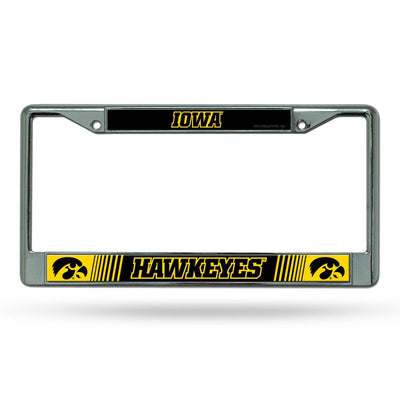 Marco De Placa De Matrícula Iowa Hawkeyes Color Metal Cromado Automóvil Camión Nuevo Con Etiquetas