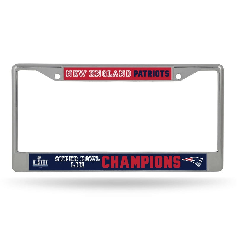 New England Patriots Super Bowl LIII Champions Metal Chrome License Plate Frame
